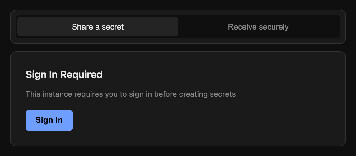 Sign in required to create secrets